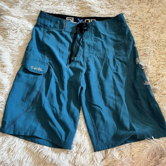 NWT Salt Life SLX-QD Teal Blue Men’s Swim Trunks Size 28 HYPDE Quick Dry - Picture 1 of 13
